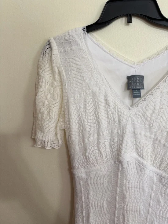 Rabbit Rabbit Rabbit Size 8 Cream Crochet-Pattern Midi Dress - Picture 3 of 12